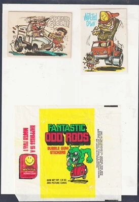 FANTASTIC ODD RODS 1966 CARD WAX WRAPPER  TOPPS WITH 2 TYPE CARDS - Image 1 of 2