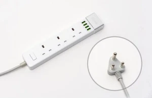 UK to South Africa Travel Adapter 4 USB 3 Sockets 1.5m Extension Lead Type M - Picture 1 of 14