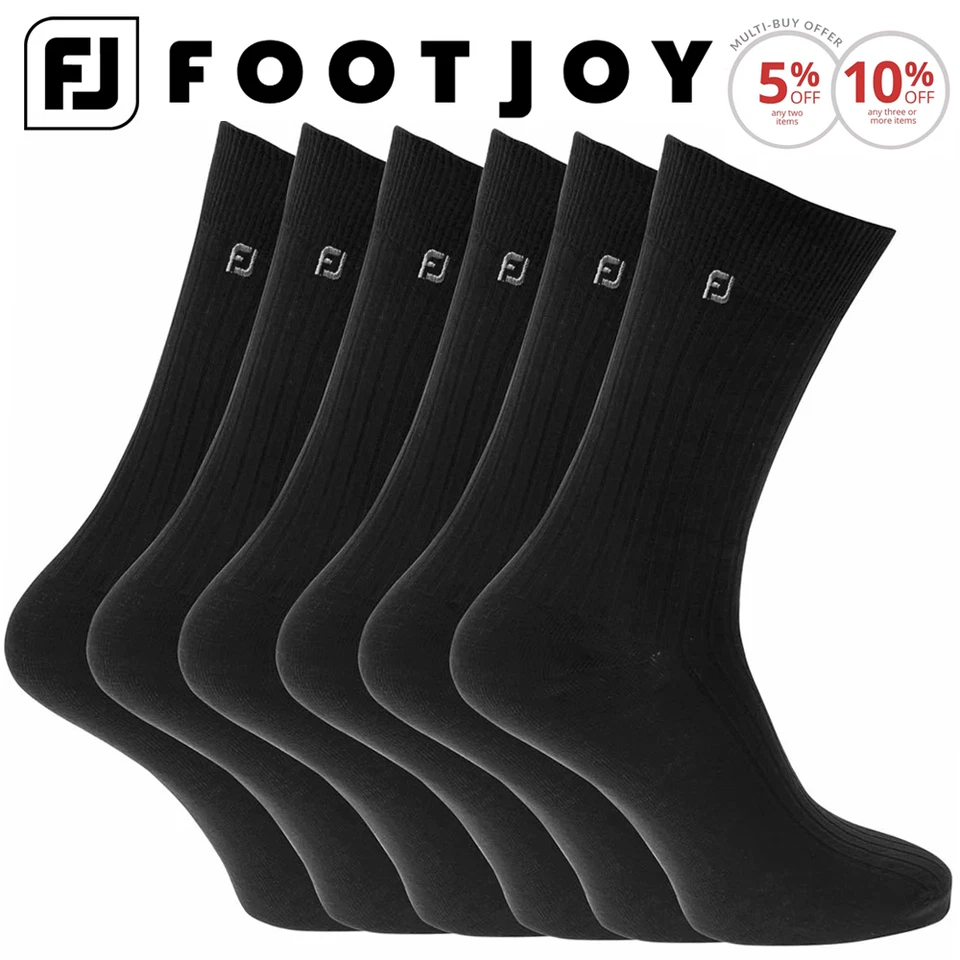 - Footjoy Golf Men's ComfortSof Crew Socks - Pack of 3 - UK Size 6-11 Black