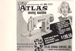 Atlas Sewing Machine Print Ad Vintage Advertisement Household Advertising 1955 - Picture 1 of 2