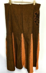 The Collection Royal Damen großer Rock braun orange Häkeleinlagen Baumwolle neu mit Etikett - Bild 1 von 13