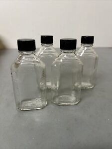 Rexall Pharmacy 3ii Glass Bottle Lot Of 4- 2oz  Complete With Screw On Lids~NOS
