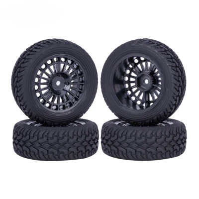 4Pcs 75mm Rubber Rally Climbing Car Off-road Wheel Rim Tires For HSP 1:10 RC Car - Image 1 of 4