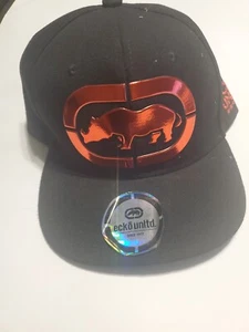 ECKO UNLTD METALLIC PATCH LOGO SNAPBACK CAP MEN'S ONESIZE ADJ BLACK NWT - Picture 1 of 5