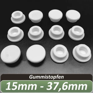 15mm-37,6mm Weiß Gummi Stopfen Lochkappen Abdeckstopfen Verschluss Blindstopfen - Picture 1 of 9