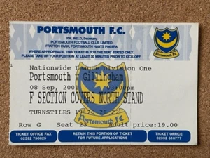 Billete 2001/02 Portsmouth V Gillingham 08-09-2001 división 1 partido - Imagen 1 de 1