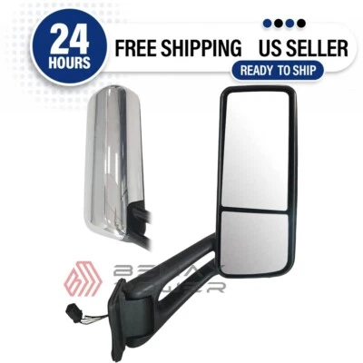 Chrome Heated Door Mirrors for 2012-2020 Peterbilt 579 567, Right Passenger Side - Image 1 of 4