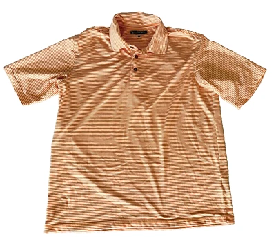 Polo de golf para hombre XL Pebble Beach Performance naranja blanco a rayas corto slv Foto 1 de 3
