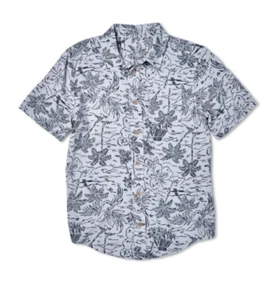 BOYS XS (4/5) WONDER NATION BUTTON-DOWN SHORT SLEEVE PRINTED CASUAL SHIRT, BIEGE - Picture 1 of 3