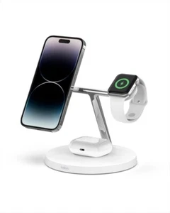 OEM Belkin MagSafe 3in1 Wireless Charging Stand iWatch iPhone AirPods - Picture 1 of 1