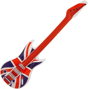 Inflatable Guitar Union Jack Fancy Dress Prop Blow Up British Rock Party Flag - Picture 1 of 2