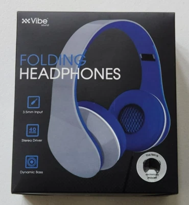 AURICULARES PLEGABLES VIBRA GRIS/AZUL ENTRADA 3,5 MM ESTÉREO CONTROLADOR GRAVES DINÁMICOS (NUEVOS) Foto 1 de 2