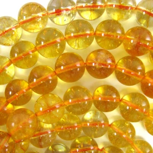 Yellow Citrine Round Beads Gemstone 15" Strand 4mm 6mm 8mm 10mm 12mm - Picture 1 of 6
