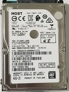 HTS721010A9E63 HGST 1TB 2.5" Internal HDD Hard Drive 7200RPM SATA 6.0Gbs TESTED+ - Picture 1 of 2