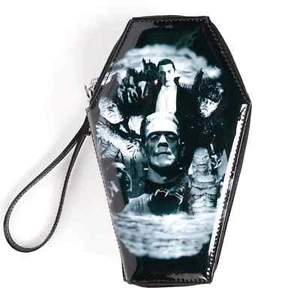 Monster Collage Coffin Wallet Zip Aroud Women Ladies Girl Wallet Wristlet Clutch - Picture 1 of 11