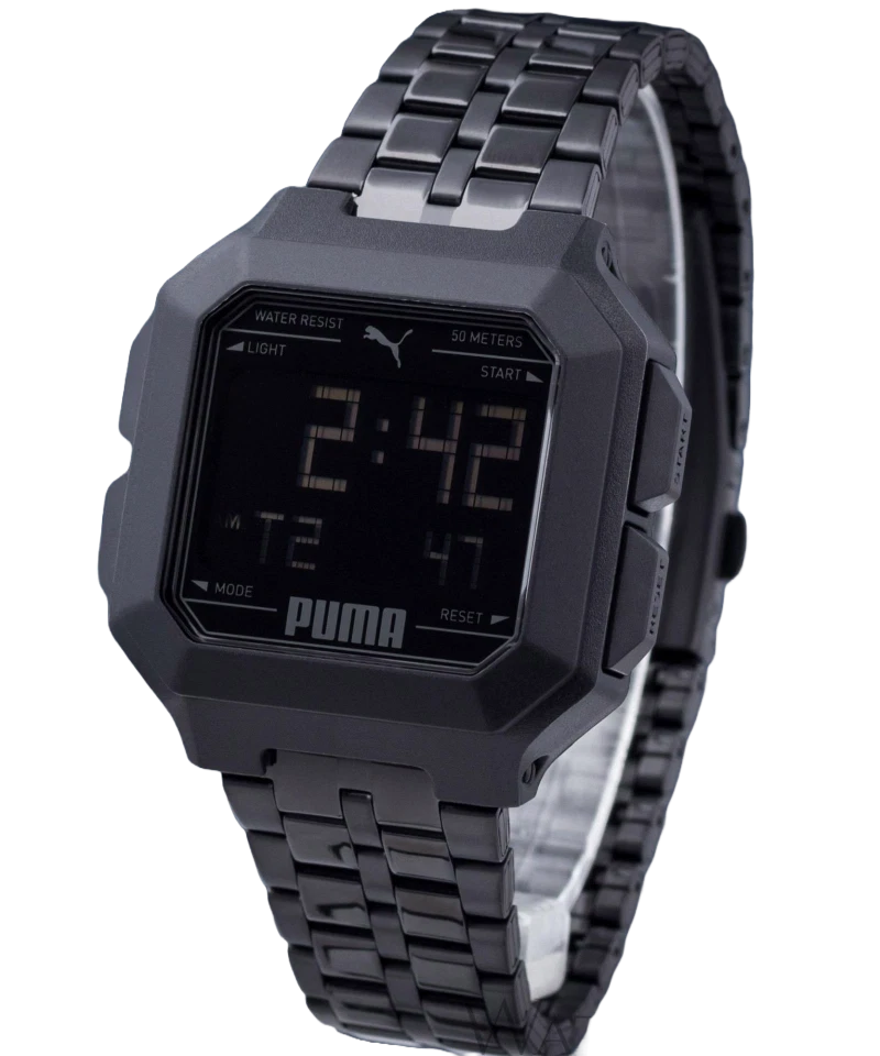PUMA REMIX P5053 Watch Black Stainless Steel Digital Chrono Dual Time - Image 1 of 4