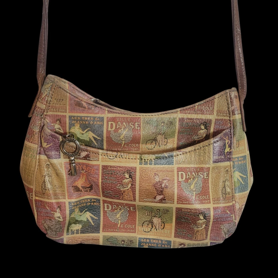 Bolso Bandolera Fossil Vintage Coronado Cuero Estampado Marrón Colorido Y2K Foto 1 de 4