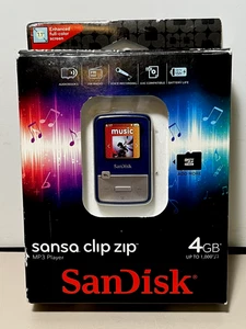 SANDISK Sansa Clip Zip 4GB MP3 Player FM Radio Voice Recorder NIB Momentum Blue - Picture 1 of 5