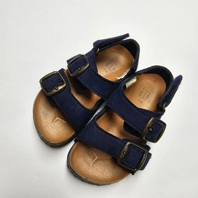 Baby Gap Cork Sandals Size 7/8 Military Navy Blue Hook Loop - Image 1 of 4