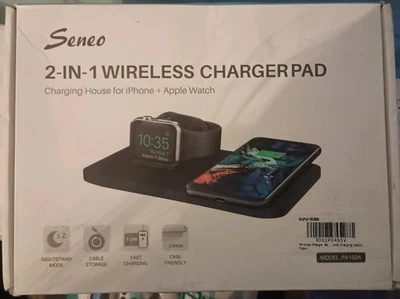 Almohadilla de carga inalámbrica Seneo 2 en 1 para Apple Watch y iPhone Foto 1 de 2