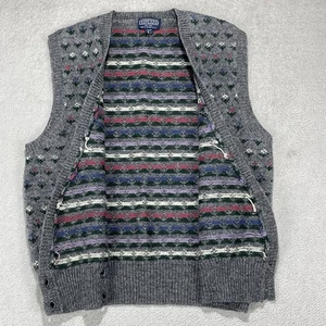 Vintage Lands' End 100 % Wolle Pullover Weste Damen Large Made in Taiwan grau - Bild 1 von 12