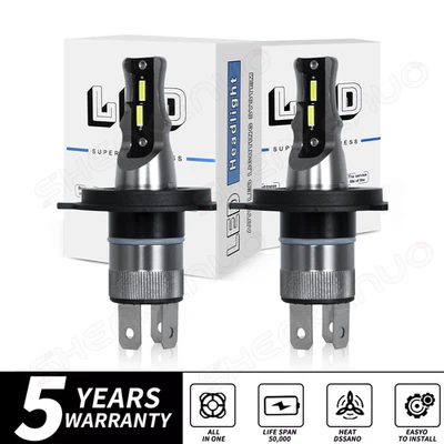 Par de bombillas LED H4 9003 HB2 haz alto bajo súper brillante 6000K blanco Foto 1 de 4