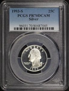 1993-S Silver Washington Quarter PCGS PR-70 DCAM - Foto 1 di 2