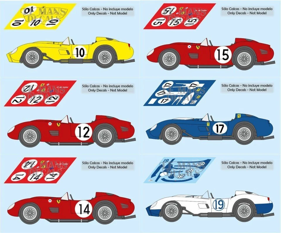 STICKERS LE MANS Décal Ferrari 250 TR Le Mans 1959 1:32 1:43 1:24 1:18 slot decals