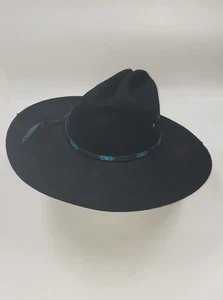 Sombrero de Vaquero Vintage Chris Eddy Bros Diseños Negro Con Toque Azul XX Mezcla de Piel - Imagen 1 de 7