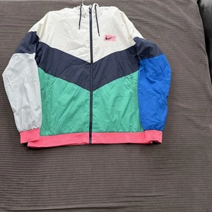 Nike Windbreaker Jacke Herren XL Colorblock Kapuze Full Zip Blau Grün Pink Retro - Bild 1 von 13