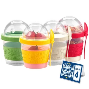 Tazze Parfait Yogurt con Coperchi, Mini Colazione in Viaggio Ciotole in Plastica con To... - Foto 1 di 7