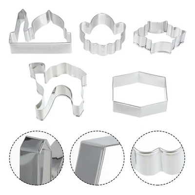  5pcs Stampi da forno in acciaio inossidabile Ramadan Biscuit Cutter Torta di - Immagine 1 di 4
