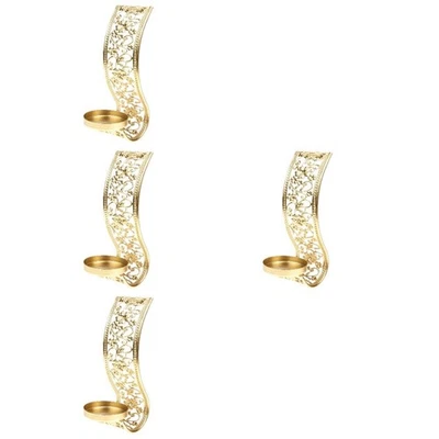 4pcs Metal Wall Sconce Candle Holder Wall Hanging Home Hollow Out Candleholder - Image 1 of 4