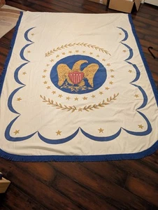 Antique Coverlet 95" x 75" EAGLES READ - Picture 1 of 8