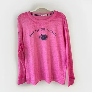 C&C California SZ L Womens Long Sleeve Heathered Pink ‘Here For The Tailgate’  - Picture 1 of 8
