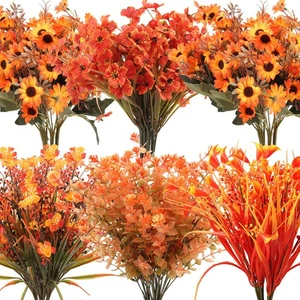 18 Bundles Artificial Fall Flowers for Outdoor Decor - UV Resistant Fake Mums... - Picture 1 of 8