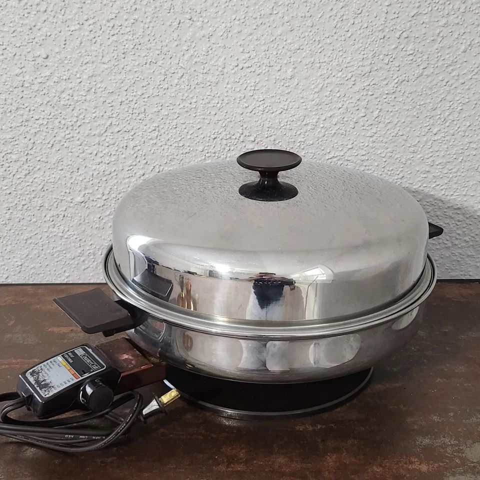 Sartén eléctrica vintage Sears Counter Craft de acero inoxidable de 12" probada funcionando Foto 1 de 4