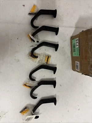 Black Cast Iron Home Decor Railway Spike Wall Mount Hook Set Of 6 - Image 1 of 4