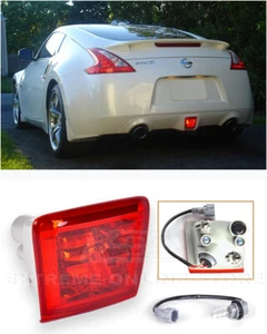 JDM Crystal Red Lens Rear Fog Lights Tail Brake Lamps For 09-UP Nissan 370Z Z34 - Picture 1 of 7
