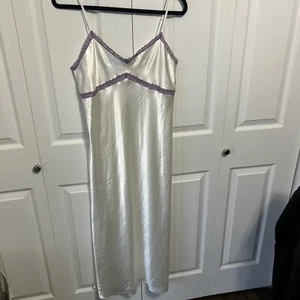 Vera Wang Silky Satin Ivory Maxi Slip Dress Angelcore Fairycore Cottagecore Gr. M - Bild 1 von 7