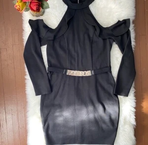 NWT Madonna’s Material Girl black dress cold shoulders size Large - Picture 1 of 5