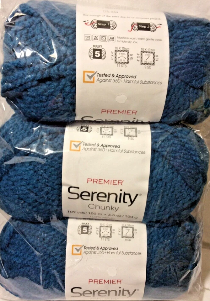 Premier Yarn Serenity Chunky 3 包“Blue Bird” — 第 1/1 张图片