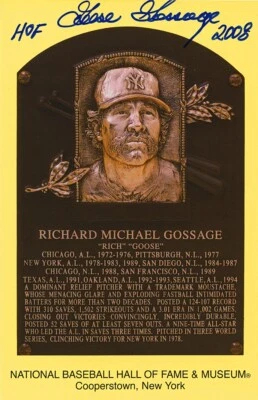 BOLD Goose Gossage "HOF 2008" Signed Autographed HOF Plaque Postcard PSA/DNA - Image 1 of 3