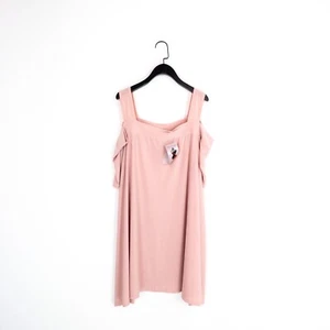 Nina Leonard Pink Matte Jersey Cold Shoulder Stretch Mini Dress - Size 2XL - NEW - Picture 1 of 12