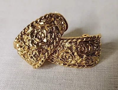 Premier Designs Gold Tone Earrings Ornate Roses Clip-ons Costume Jewelry Gift - Image 1 of 3