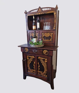 Antikes Jugendstil Buffet Küchenschrank Malerei einzigartig um 1910 - Bild 1 von 13
