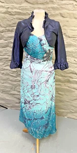 Exquisite Linea Raffaelli Turquoise/Purple Silk Dress Suit, Size 10/12. Wedding - Picture 1 of 11