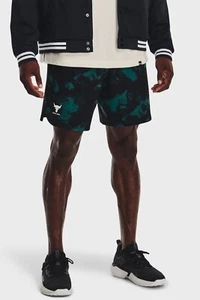 NWT Under Armour Men's Project Rock Woven Printed Shorts 1377438-001 - Black - S - Picture 1 of 5