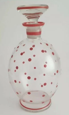 Likör karaffe 50s rote Punkte H.:20cm Liqueur carafe art deco german red dots  - Bild 1 von 4