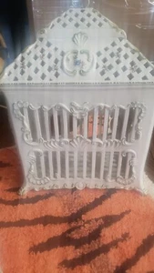 RARE Vintage Meiselman Imports Italy Decorative White Floral Ceramic Bird Cage - Picture 1 of 9
